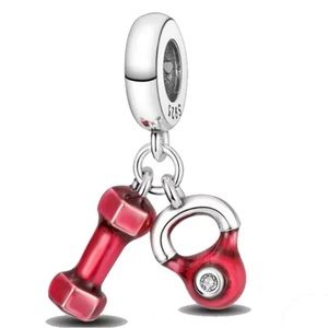 Firm price GYM DUMBELL charm 925 silver